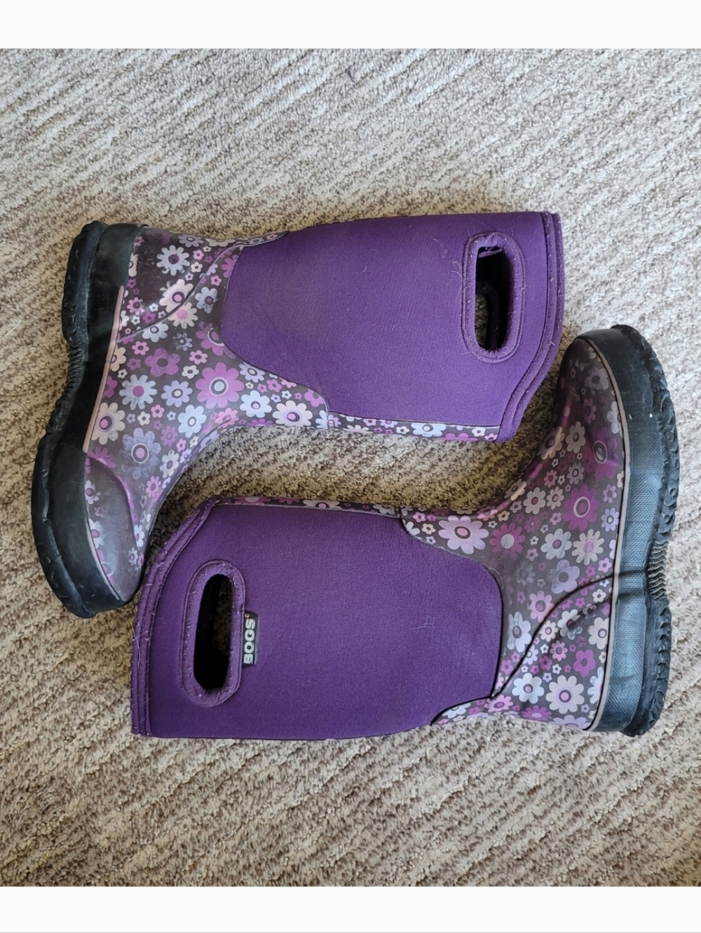 BOGS CLASSIC WATERPROOF BOOTS DAISY LOVE ME -30 C PURPLE KIDS GIRLS SIZE 2 - Picture 6 of 13
